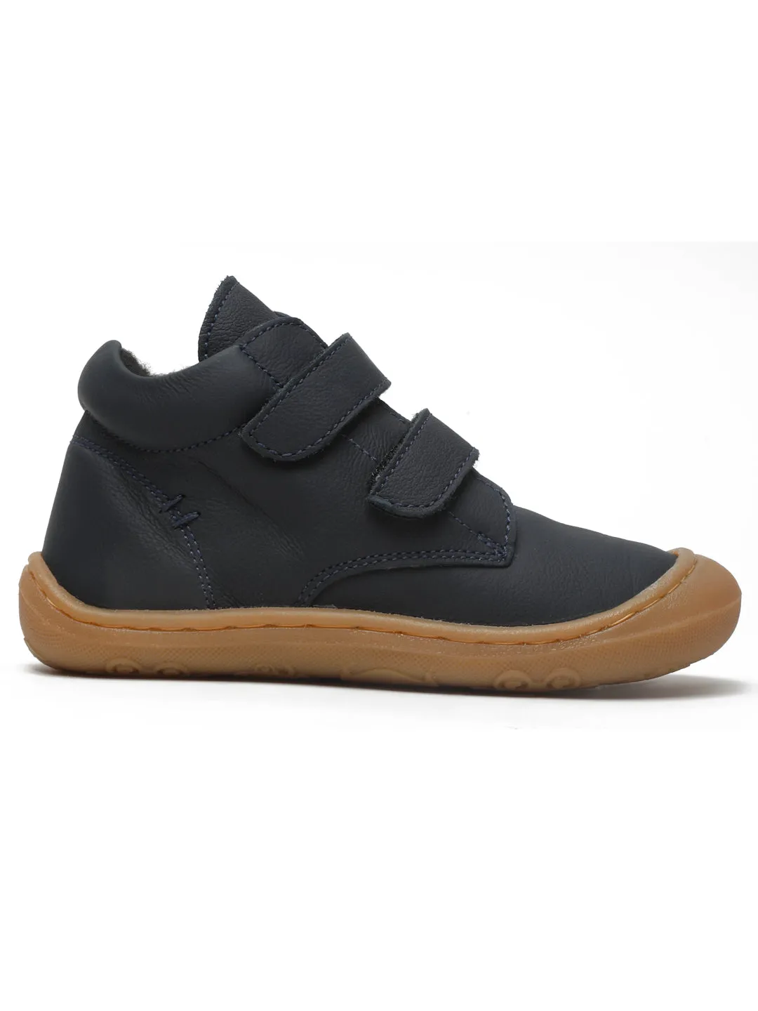 Kid's Navy Leather With Velcro Closure Comfort Insole Sneakers