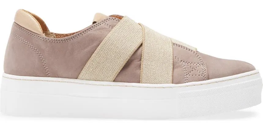 Latte slip-on sneakers in graphite suede