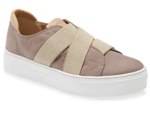 Latte slip-on sneakers in graphite suede