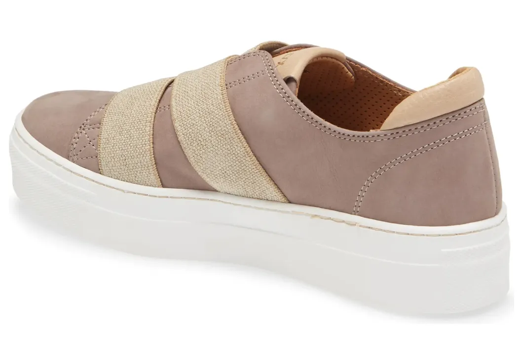 Latte slip-on sneakers in graphite suede