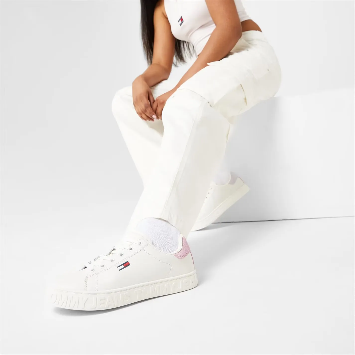 LOGO MIDSOLE LEATHER LOW TOP TRAINERS