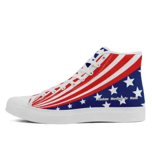 Luxury Gifts,Personalized Flag Design Sneakers, Custom Patriotic High-top Shoes, Comfortable Casual Shoes