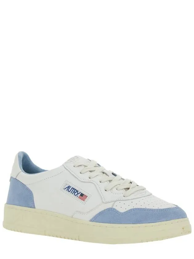 'Medalist Low' White Low Top Sneakers With Side Logo Detail In Leather And Suede Man