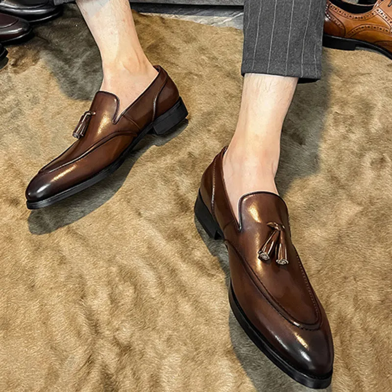 Men tassel loafers stylish formal casual slip on leather loafers