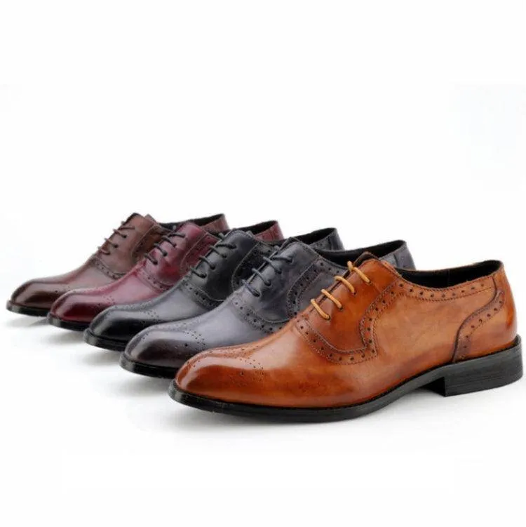 Men's Premium Leather Pointed-Toe Business Dress Shoes for Autumn