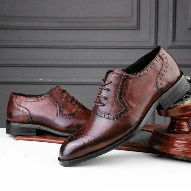 Men's Premium Leather Pointed-Toe Business Dress Shoes for Autumn