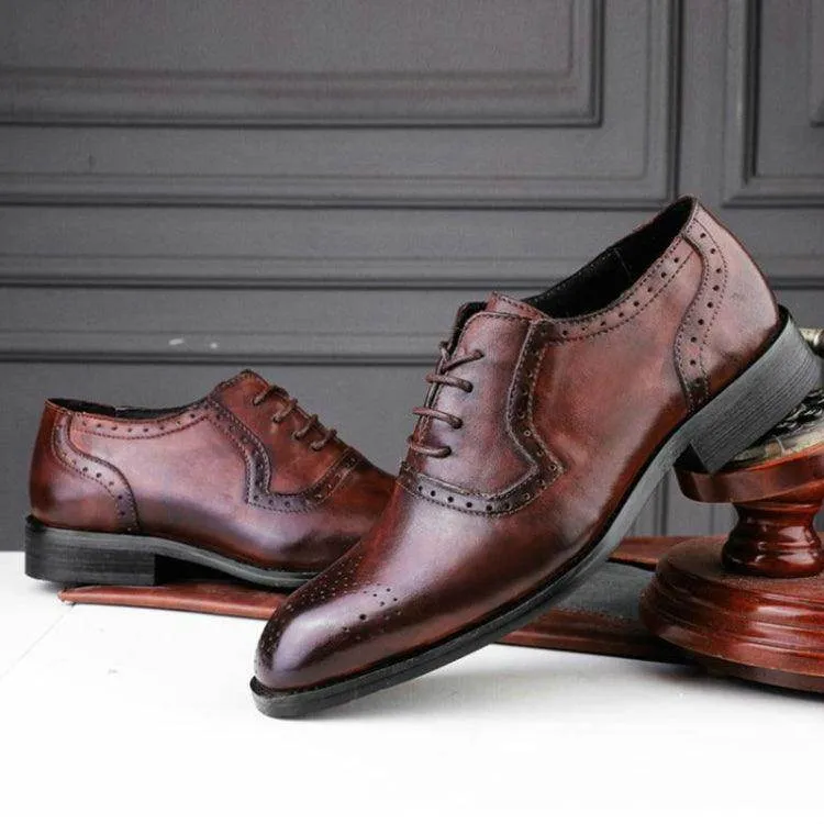 Men's Premium Leather Pointed-Toe Business Dress Shoes for Autumn