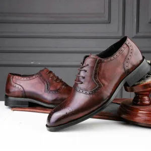 Men's Premium Leather Pointed-Toe Business Dress Shoes for Autumn