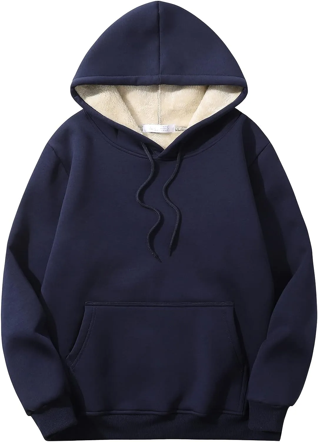 Men's Sherpa Fleece Black Long Sleeve Hoodie