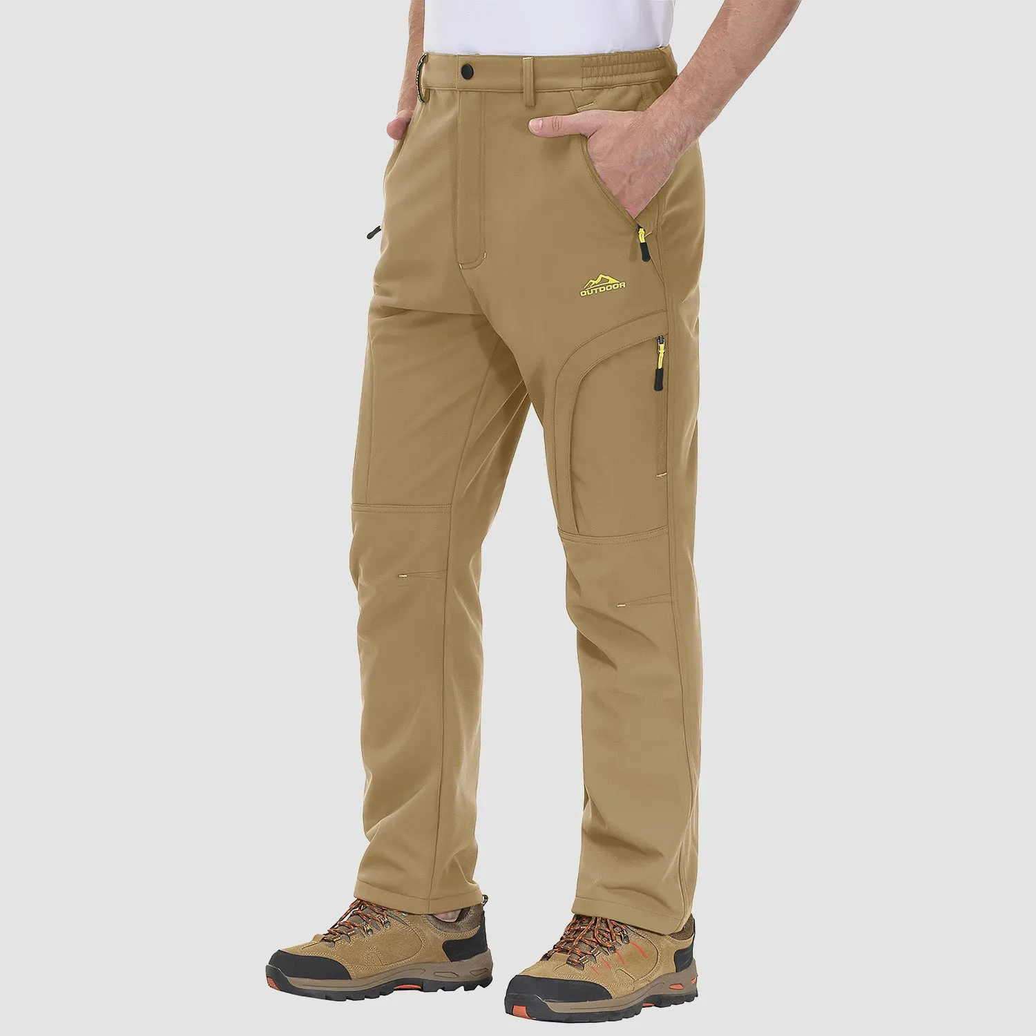 Men's Winter Pants with 5 Zip Pockets Snow Ski Pants Fleece Lined Water Resistant Hiking Pants