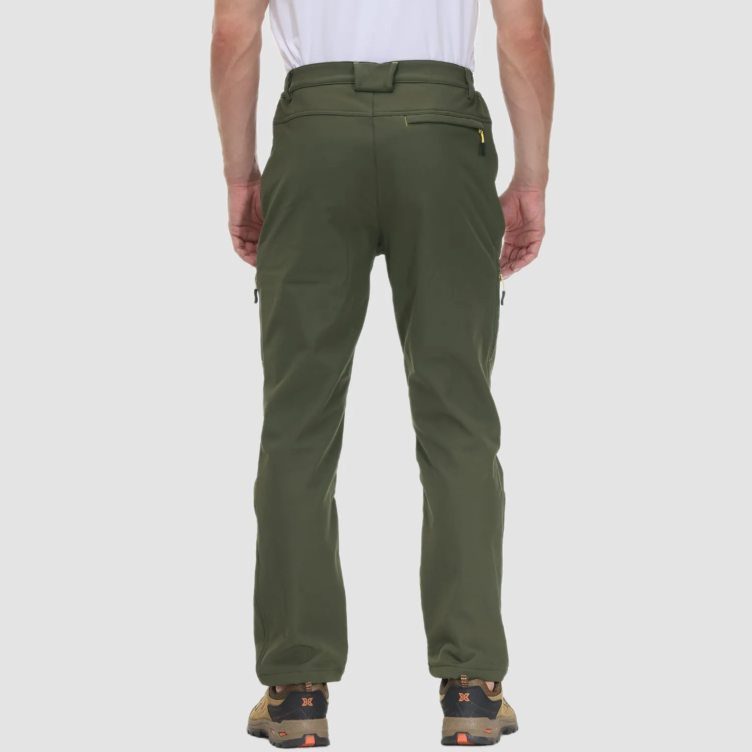 Men's Winter Pants with 5 Zip Pockets Snow Ski Pants Fleece Lined Water Resistant Hiking Pants