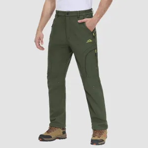 Men's Winter Pants with 5 Zip Pockets Snow Ski Pants Fleece Lined Water Resistant Hiking Pants