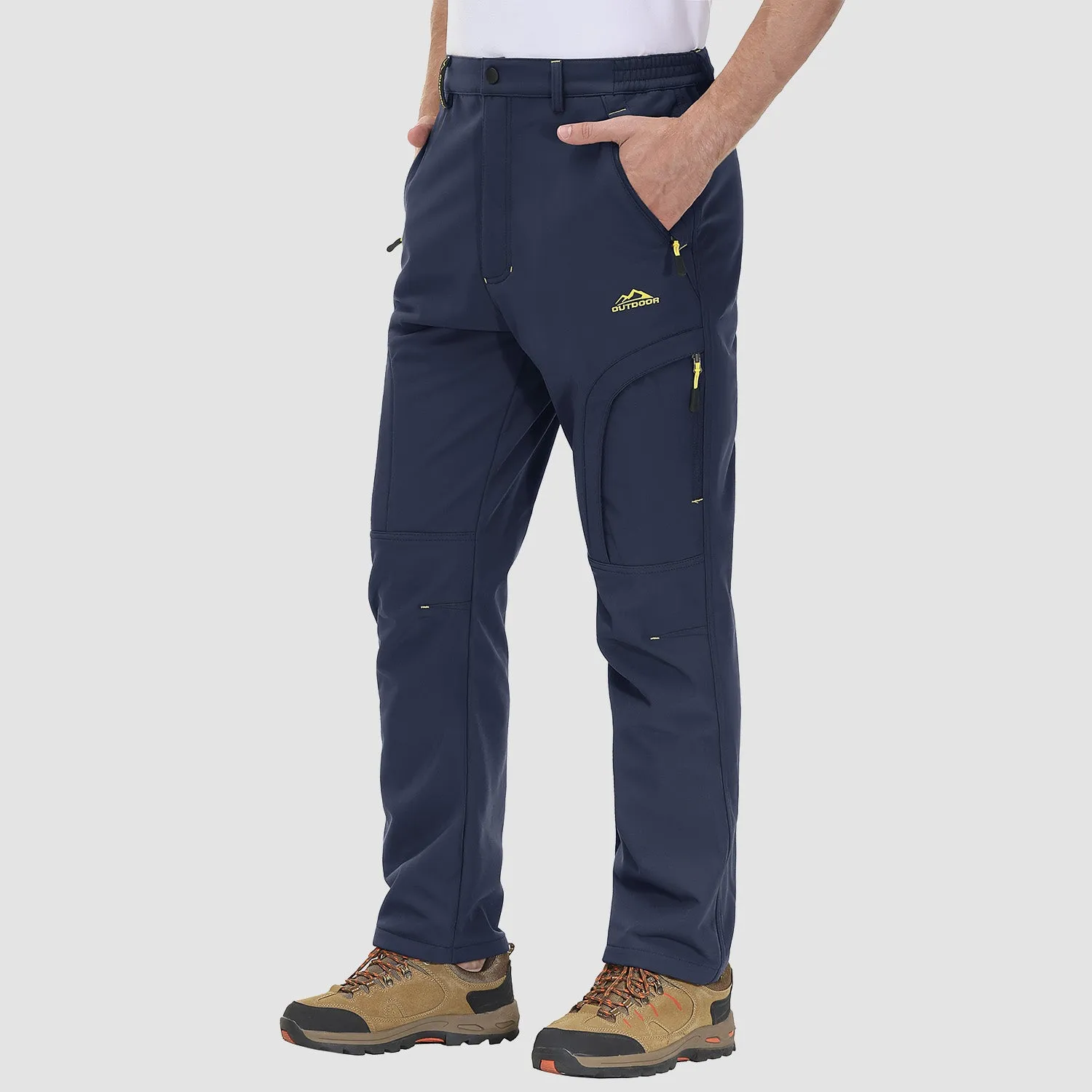 Men's Winter Pants with 5 Zip Pockets Snow Ski Pants Fleece Lined Water Resistant Hiking Pants