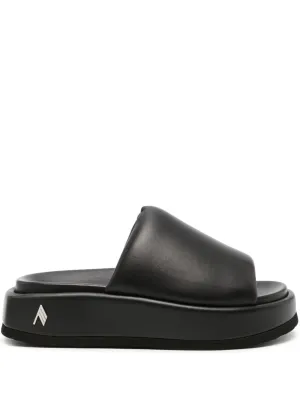 Mia platform leather slides