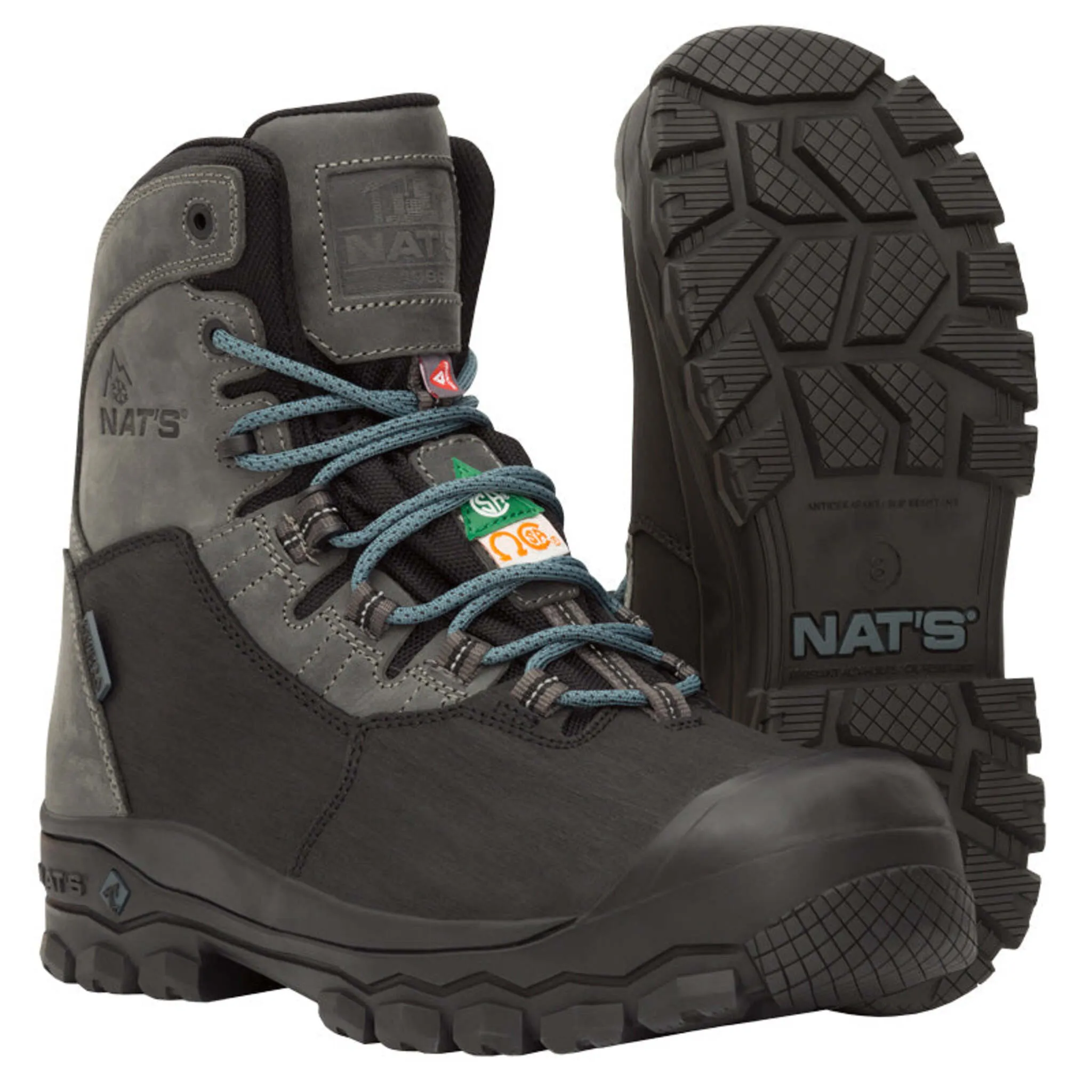Nats Men's Winter Safety Work Boots CSA Natex 2.0 | 8" Waterproof, Primaloft® Insulation, Anti-Slip Outsoles, Fiberglass Toe | Sizes 7-13