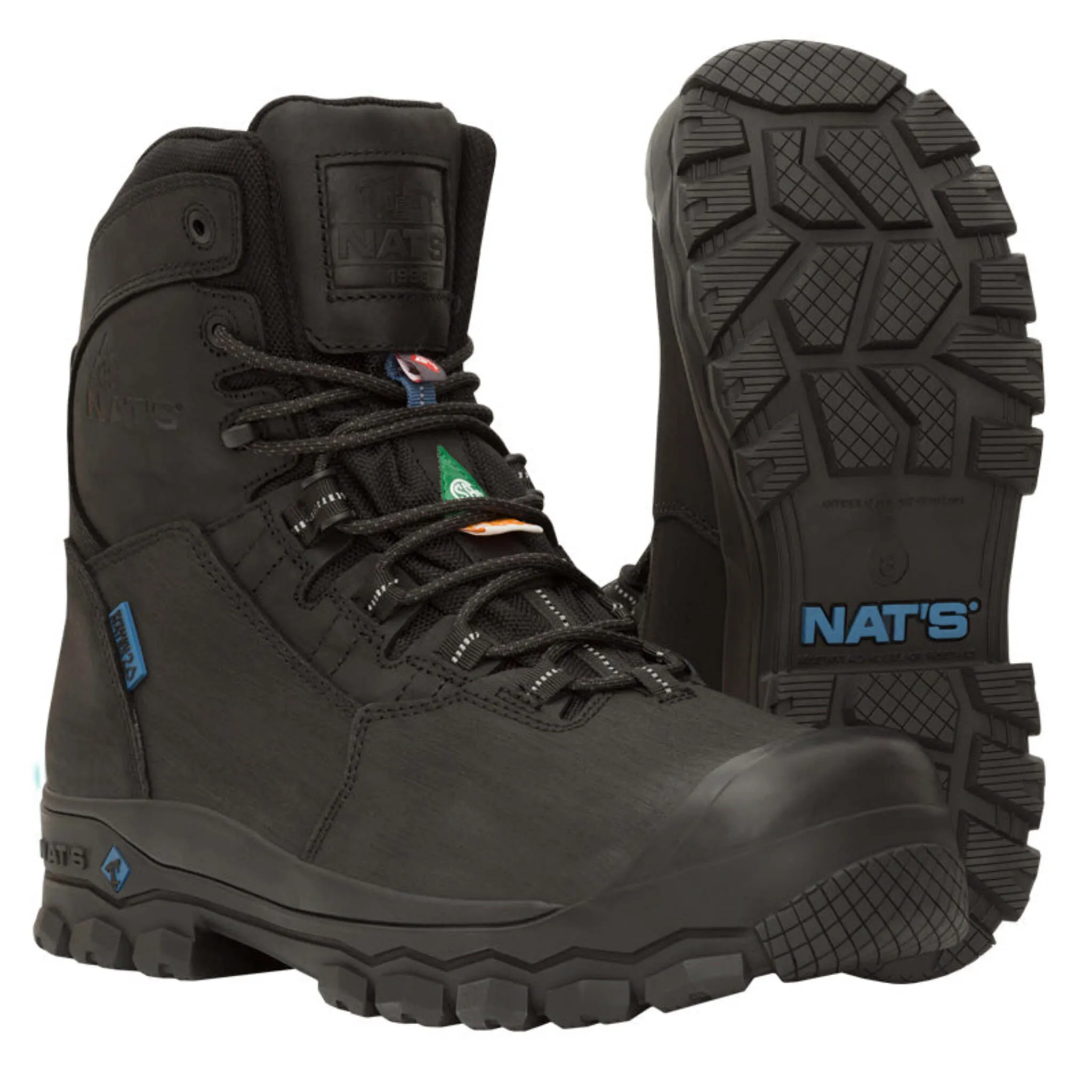 Nats Men's Winter Safety Work Boots CSA Natex 2.0 | 8" Waterproof, Primaloft® Insulation, Anti-Slip Outsoles, Fiberglass Toe | Sizes 7-13