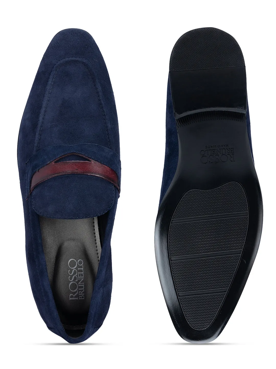 Navy Suede Leather Loafers