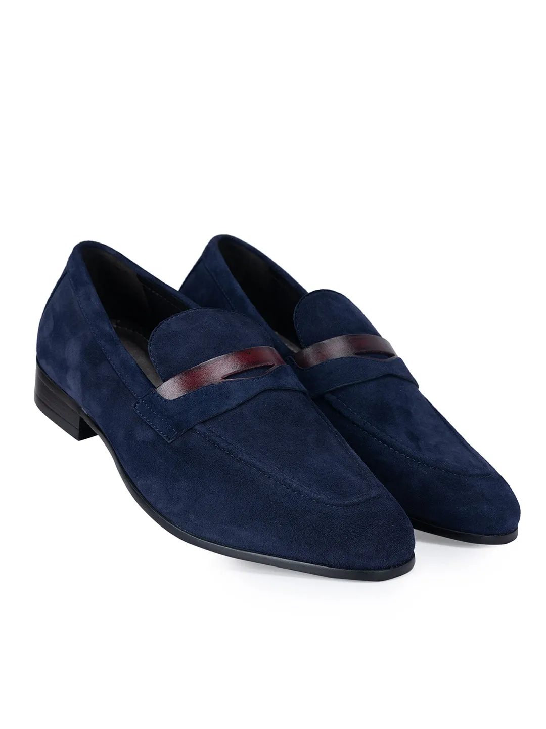 Navy Suede Leather Loafers