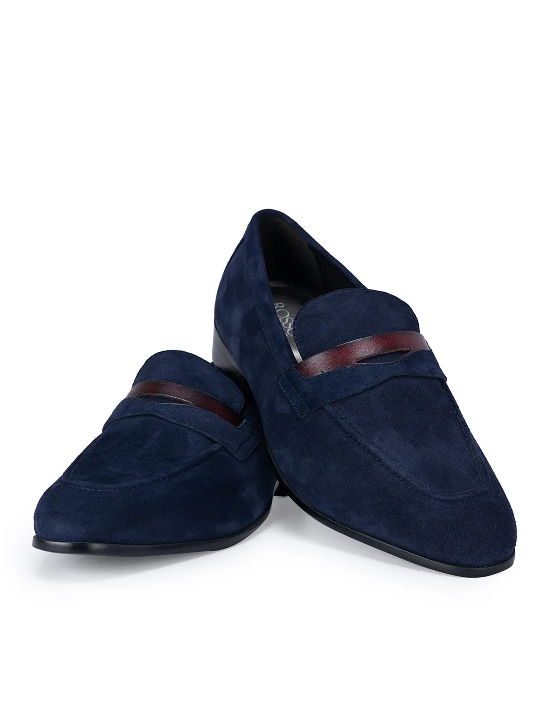 Navy Suede Leather Loafers