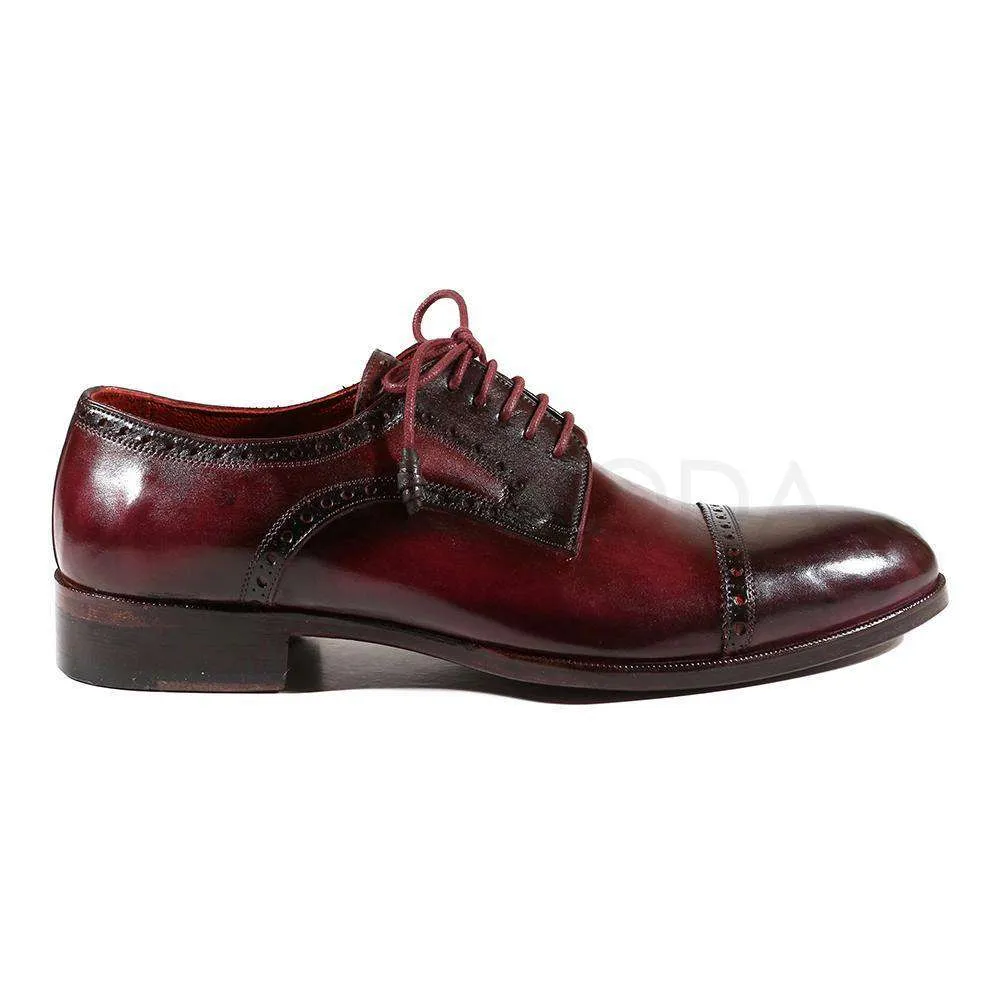 Paul Parkman Handmade Designer Shoes Men's Designer Shoes Purple & Bordeaux Cap Toe Derby Oxfords (PM2005)