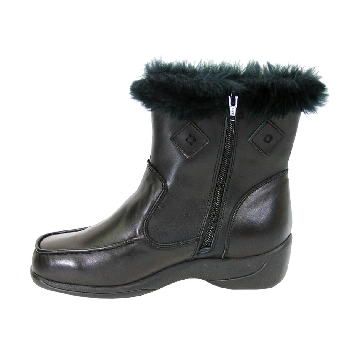 PEERAGE Cami Women's Wide Width Side Zipper Fleece Lined Ankle Boots