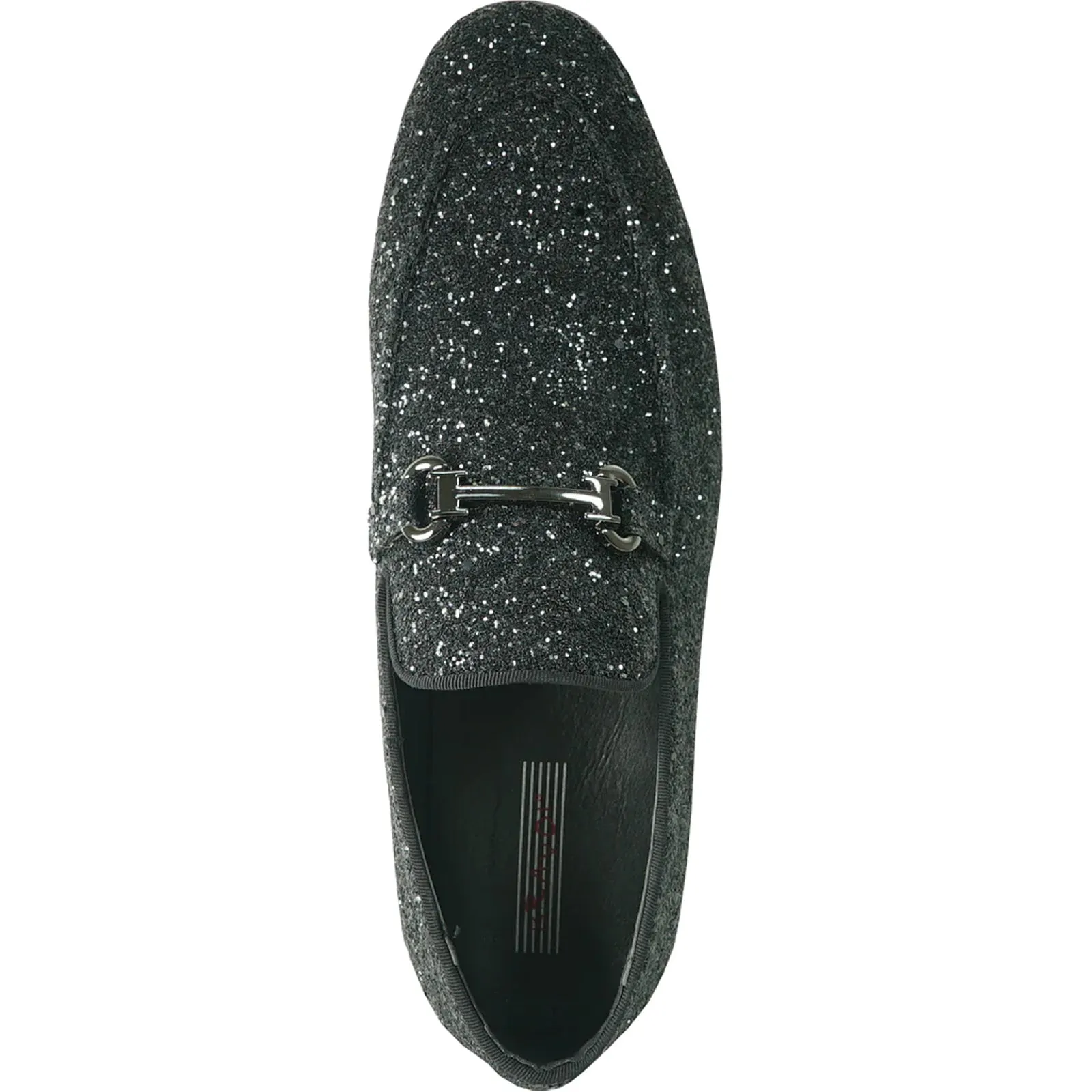 "Black Sequin Prom 2025 Tuxedo Loafers - Modern Men's Glitter Buckle Shoes"