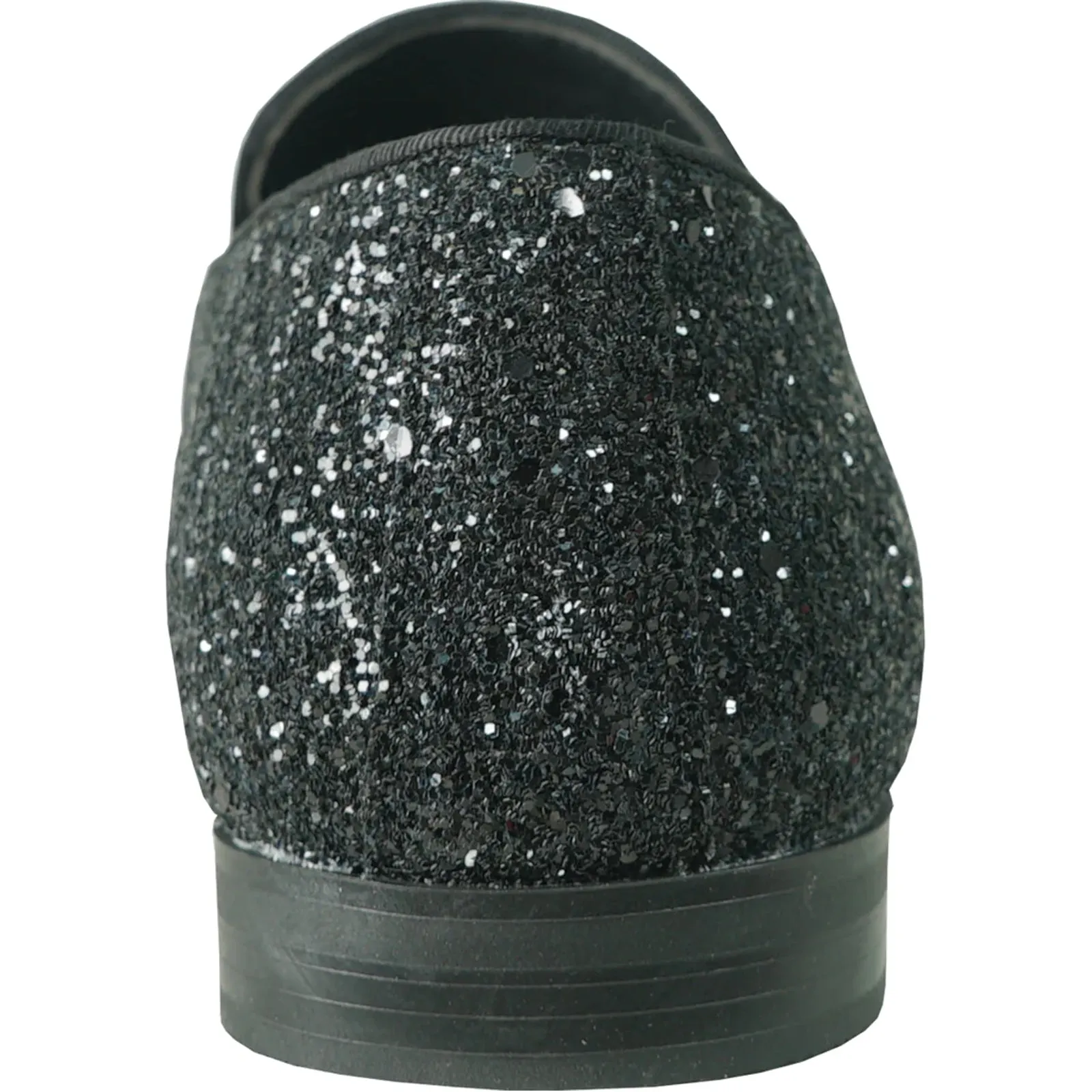 "Black Sequin Prom 2025 Tuxedo Loafers - Modern Men's Glitter Buckle Shoes"