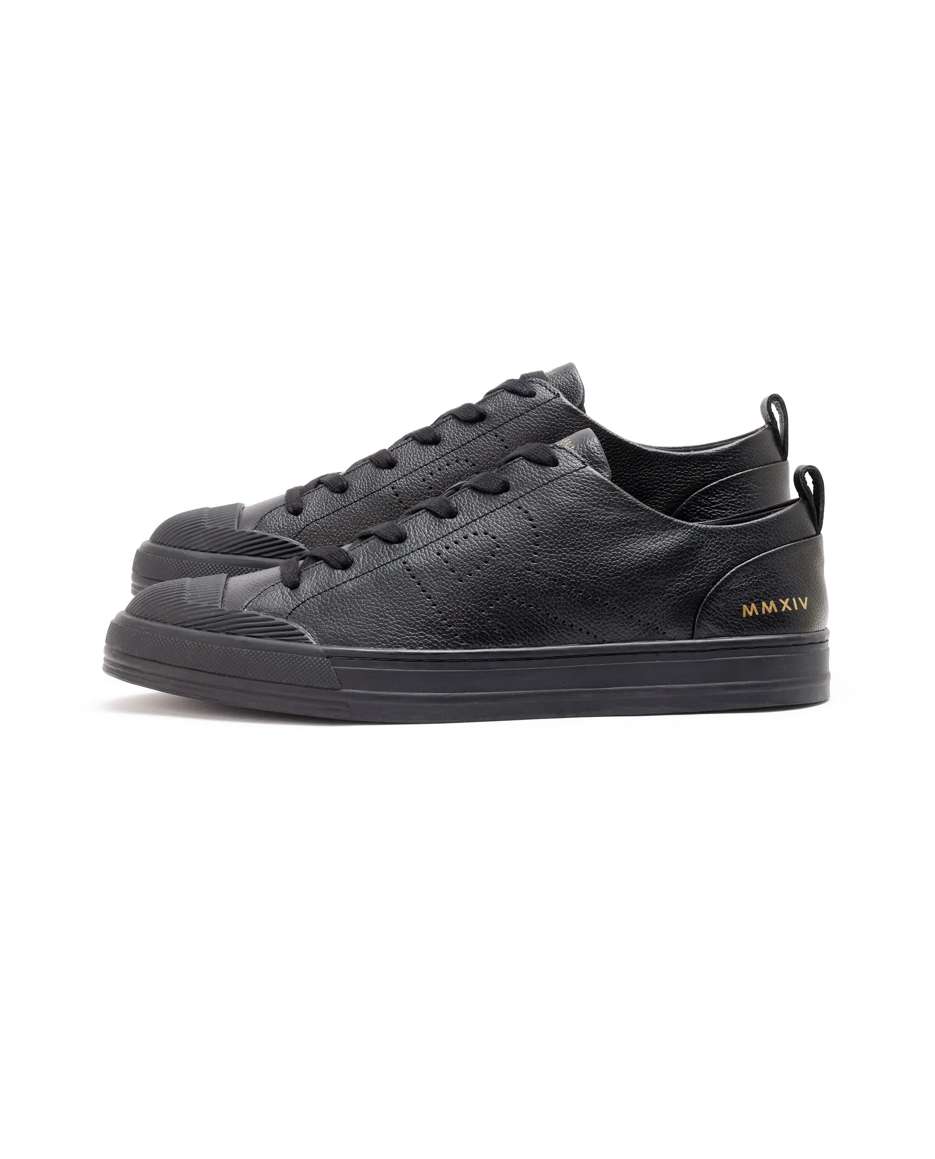 Rare Rabbit Mens Sauron Pro Black Premium Milled Leather Lace Up Low Top Round Toe Sneaker Shoes