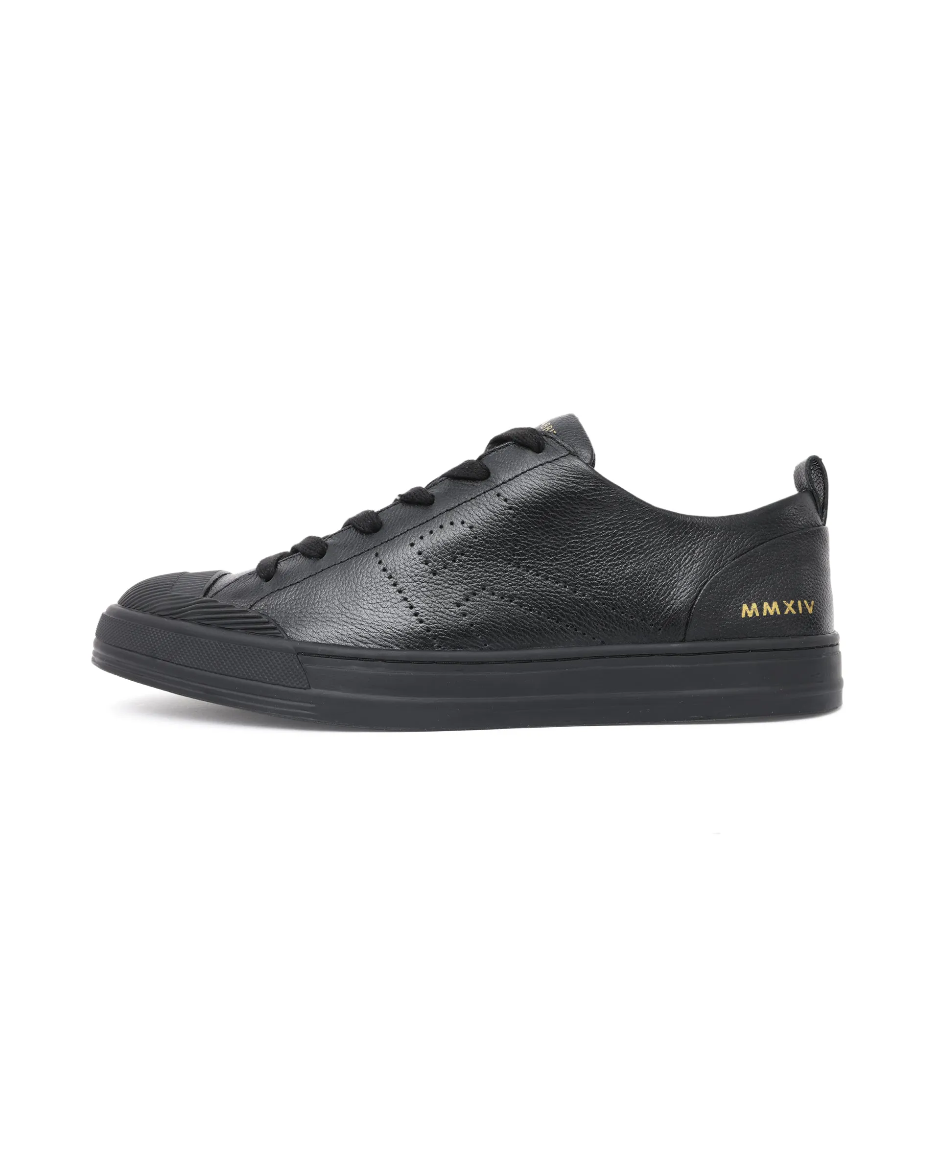 Rare Rabbit Mens Sauron Pro Black Premium Milled Leather Lace Up Low Top Round Toe Sneaker Shoes
