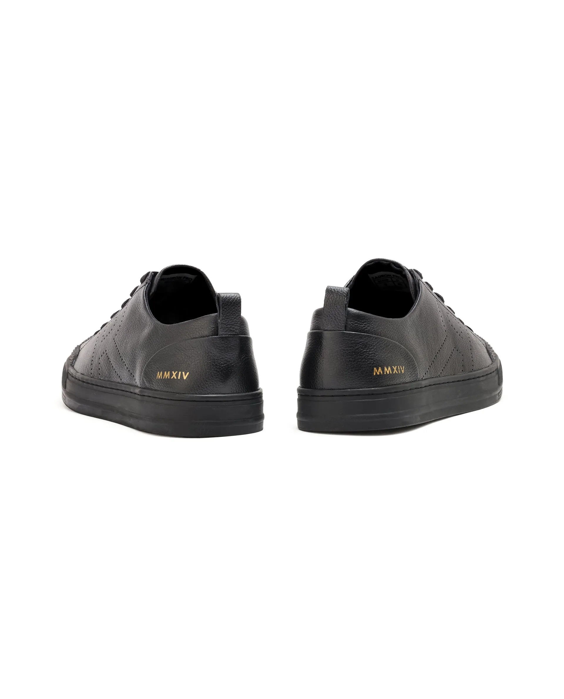 Rare Rabbit Mens Sauron Pro Black Premium Milled Leather Lace Up Low Top Round Toe Sneaker Shoes
