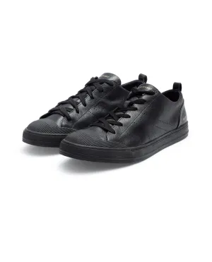 Rare Rabbit Mens Sauron Pro Black Premium Milled Leather Lace Up Low Top Round Toe Sneaker Shoes