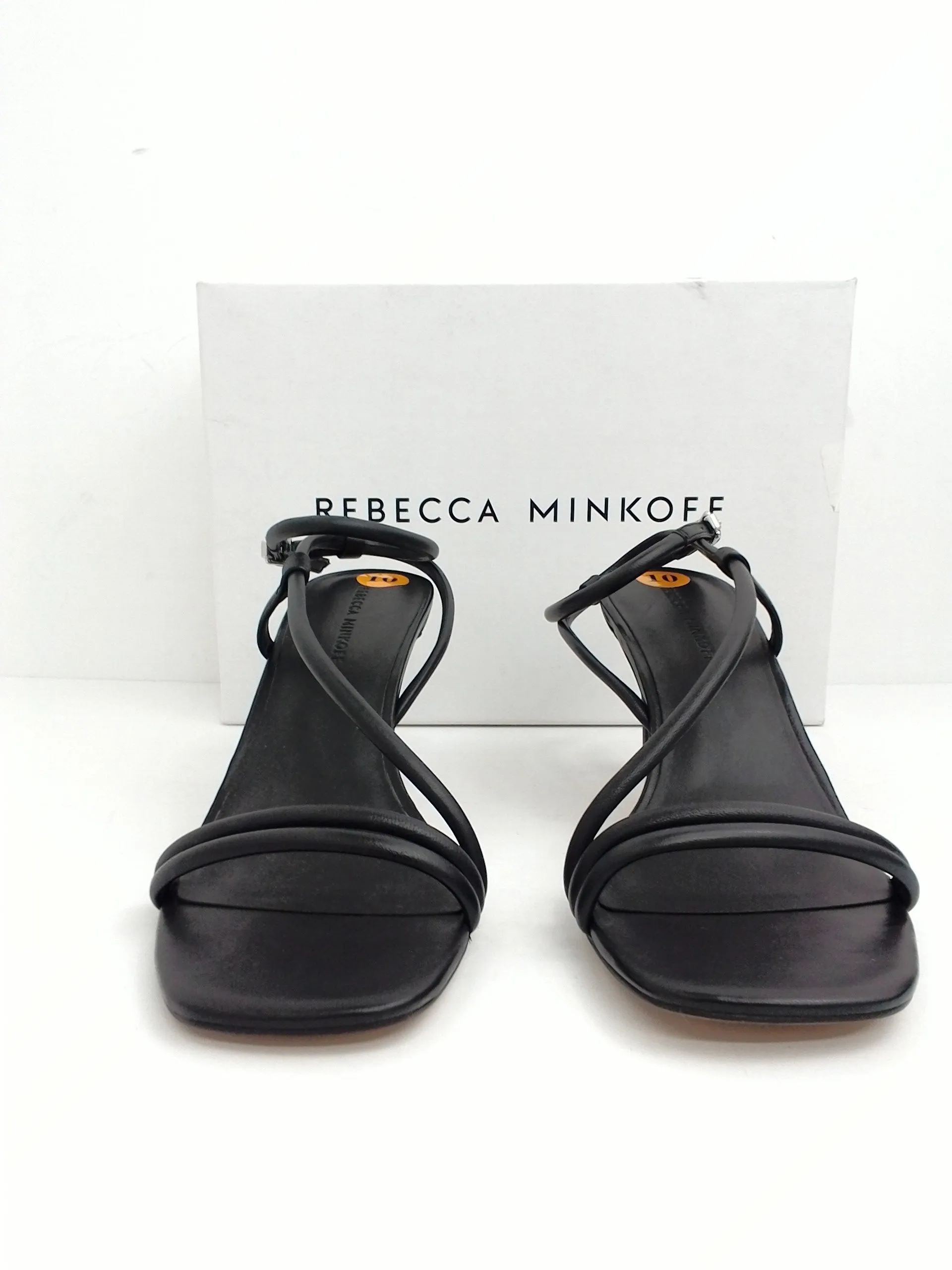 Rebecca Minkoff Women's Nanine Black Leather Heel Sandal Size 10 M