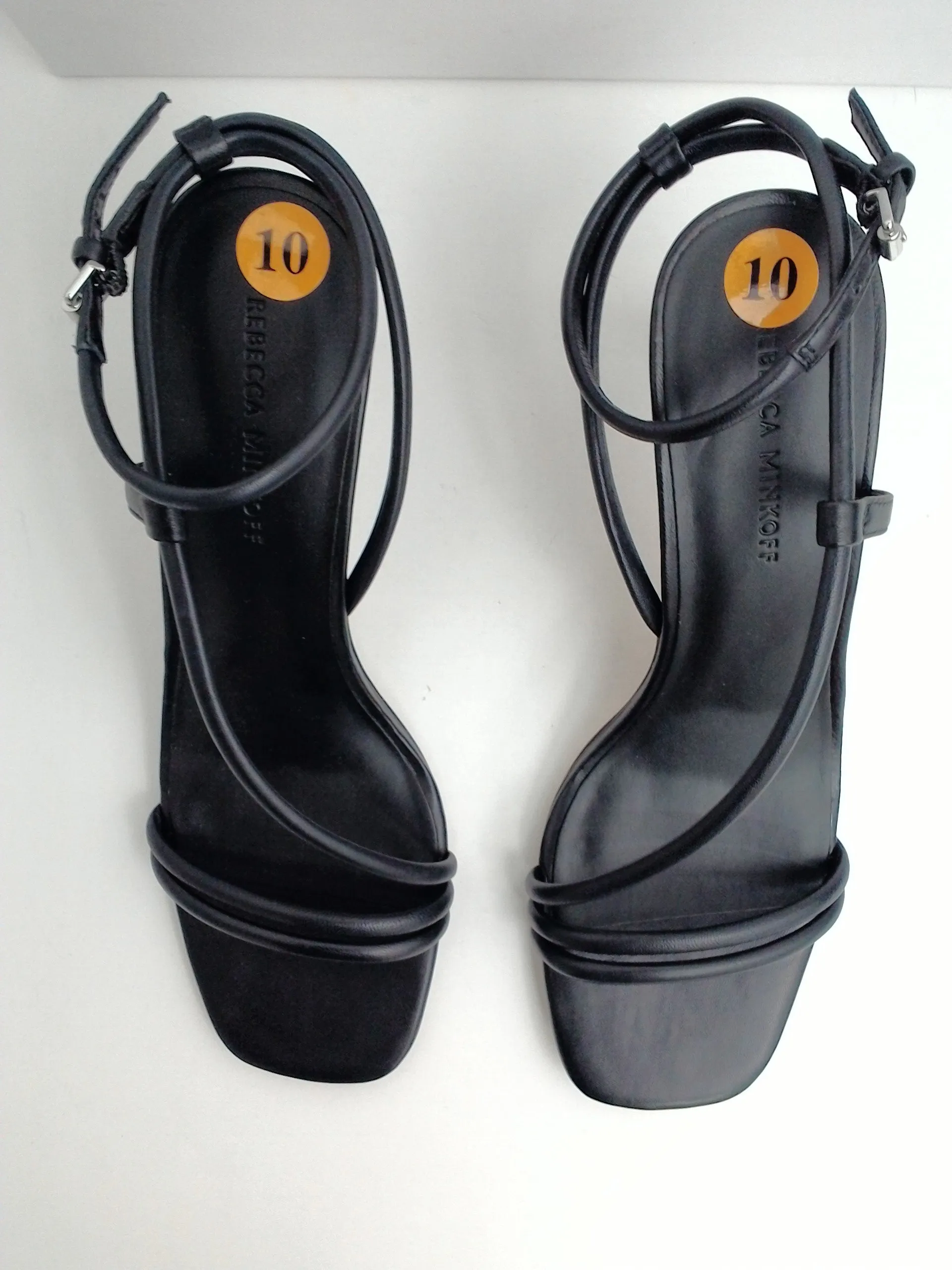 Rebecca Minkoff Women's Nanine Black Leather Heel Sandal Size 10 M