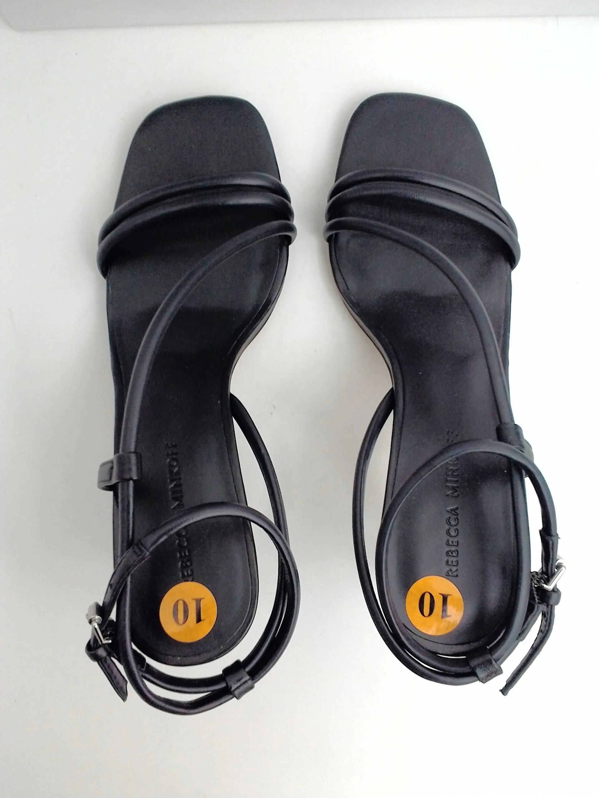 Rebecca Minkoff Women's Nanine Black Leather Heel Sandal Size 10 M
