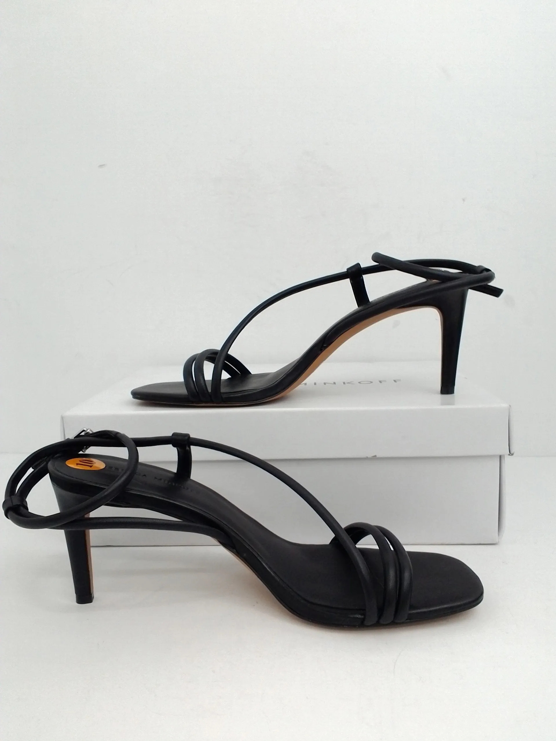 Rebecca Minkoff Women's Nanine Black Leather Heel Sandal Size 10 M