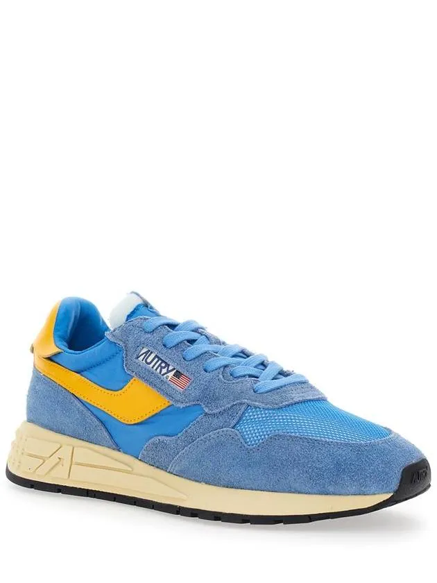 'Reelwind Super Vintage' Blue Sneakers With Logo Patch On The Tongue And Contrasting Heel In Fabric And Leather Man