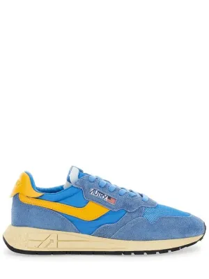 'Reelwind Super Vintage' Blue Sneakers With Logo Patch On The Tongue And Contrasting Heel In Fabric And Leather Man