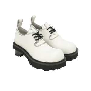 Round Toe Building Blocks With Platform Derbies In White