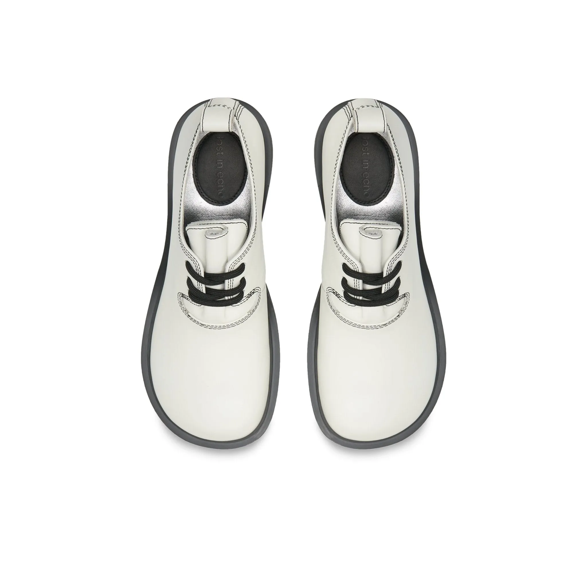Round Toe Building Blocks With Platform Derbies In White