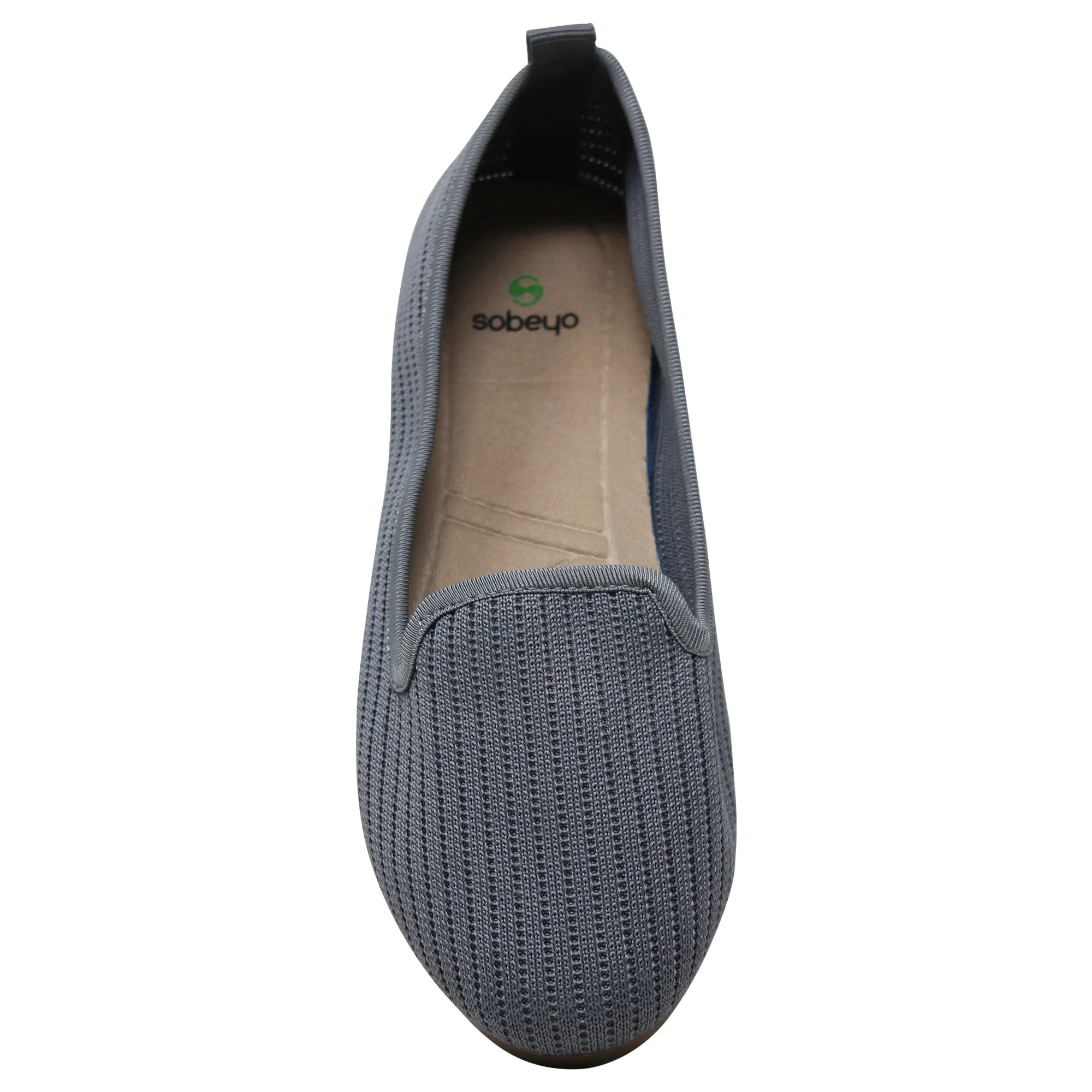 SOBEYO Women's Ballet Flats Sweater Soft Rubber Sole Shoes Gray