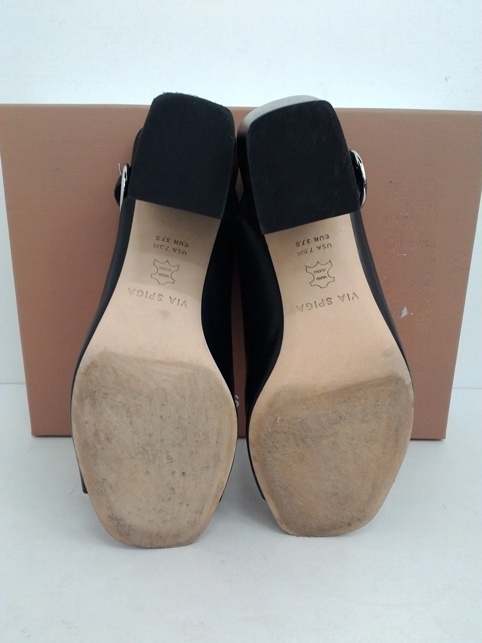 Via Spiga Women's V-Elma Black Leather Heel Size 7.5 M