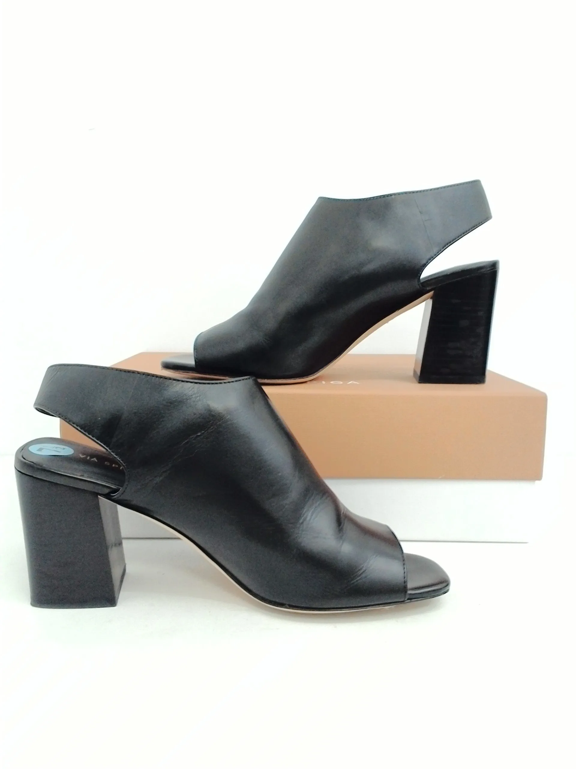 Via Spiga Women's V-Elma Black Leather Heel Size 7.5 M