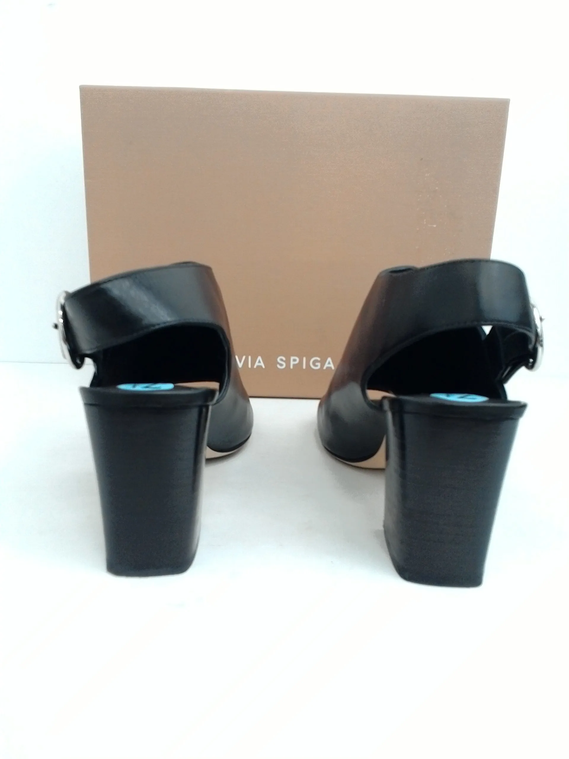 Via Spiga Women's V-Elma Black Leather Heel Size 7.5 M