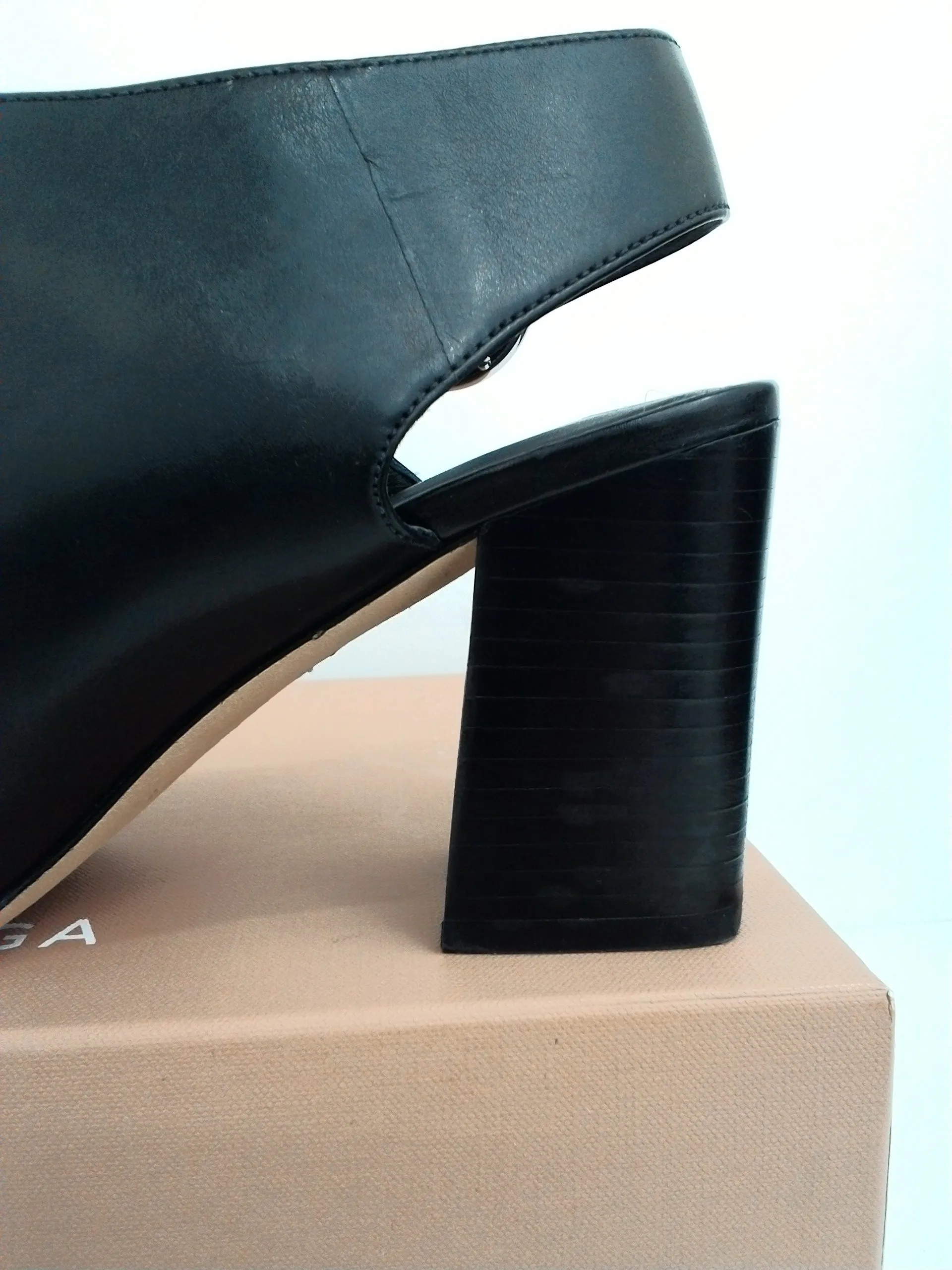 Via Spiga Women's V-Elma Black Leather Heel Size 7.5 M