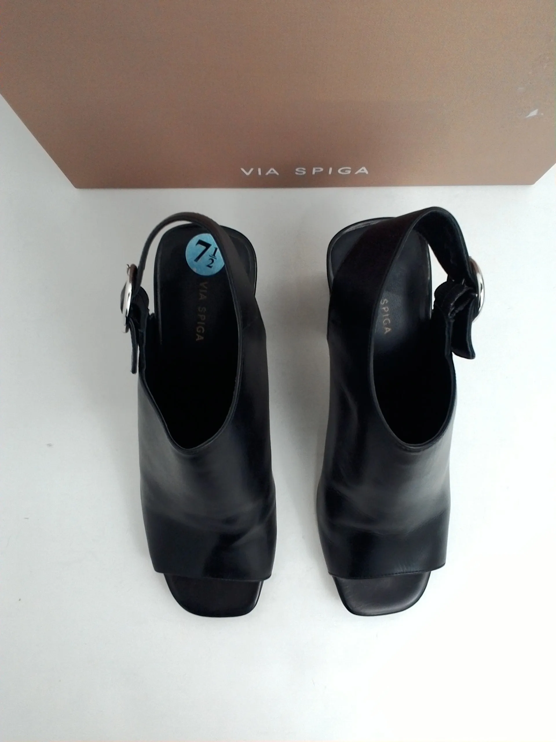 Via Spiga Women's V-Elma Black Leather Heel Size 7.5 M