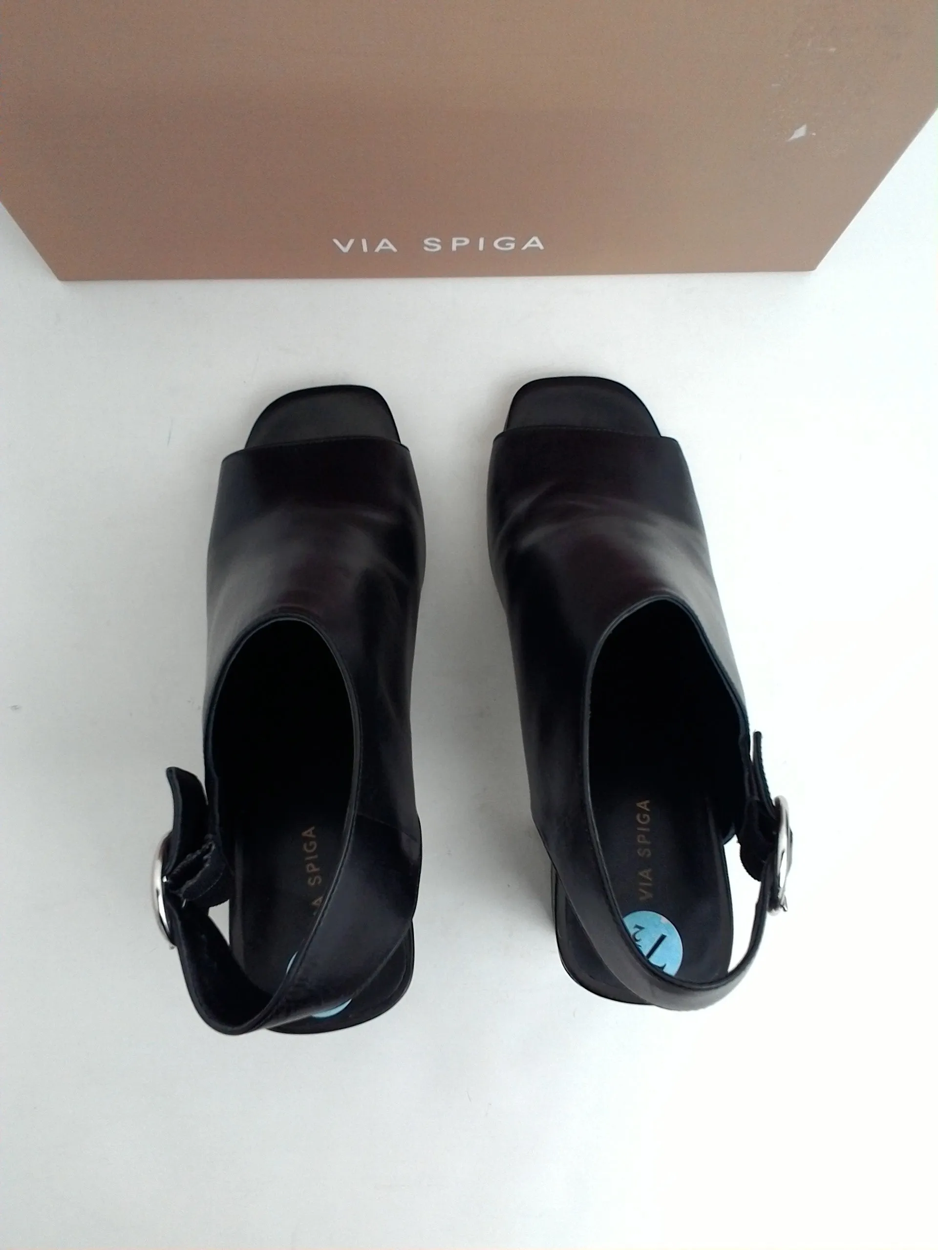 Via Spiga Women's V-Elma Black Leather Heel Size 7.5 M