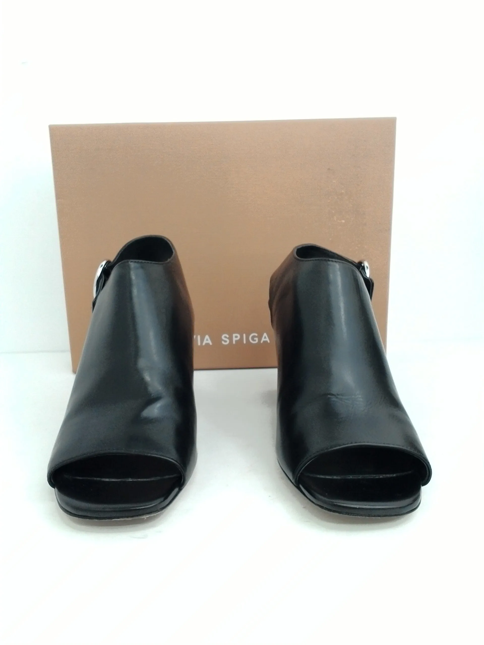 Via Spiga Women's V-Elma Black Leather Heel Size 7.5 M