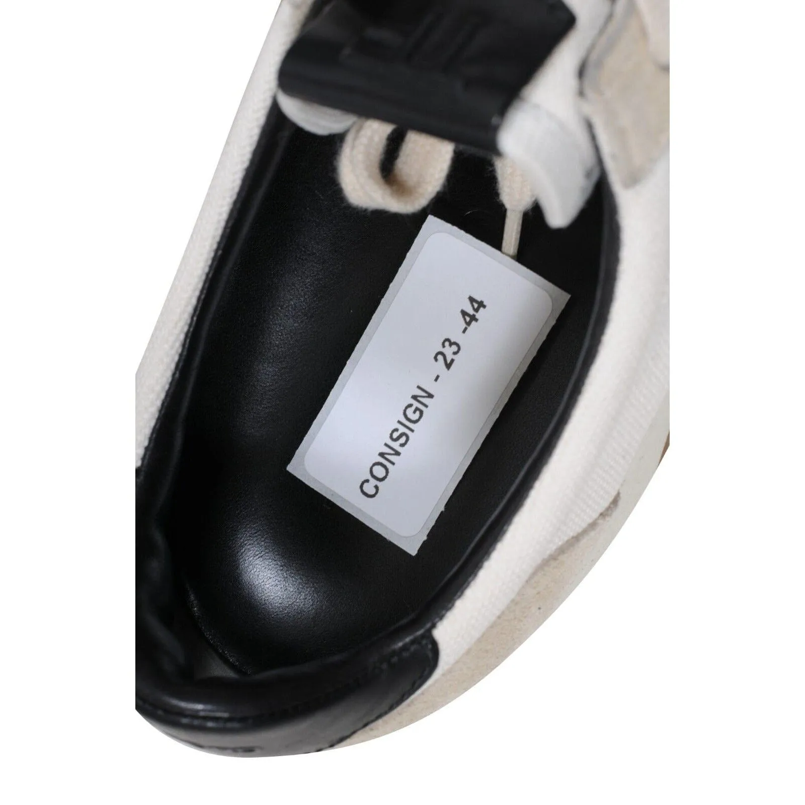 White Black Tan Canvas Leather Trainers Low Top Sneakers