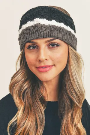 Winter Marches On Cable Fleece Headband, Black