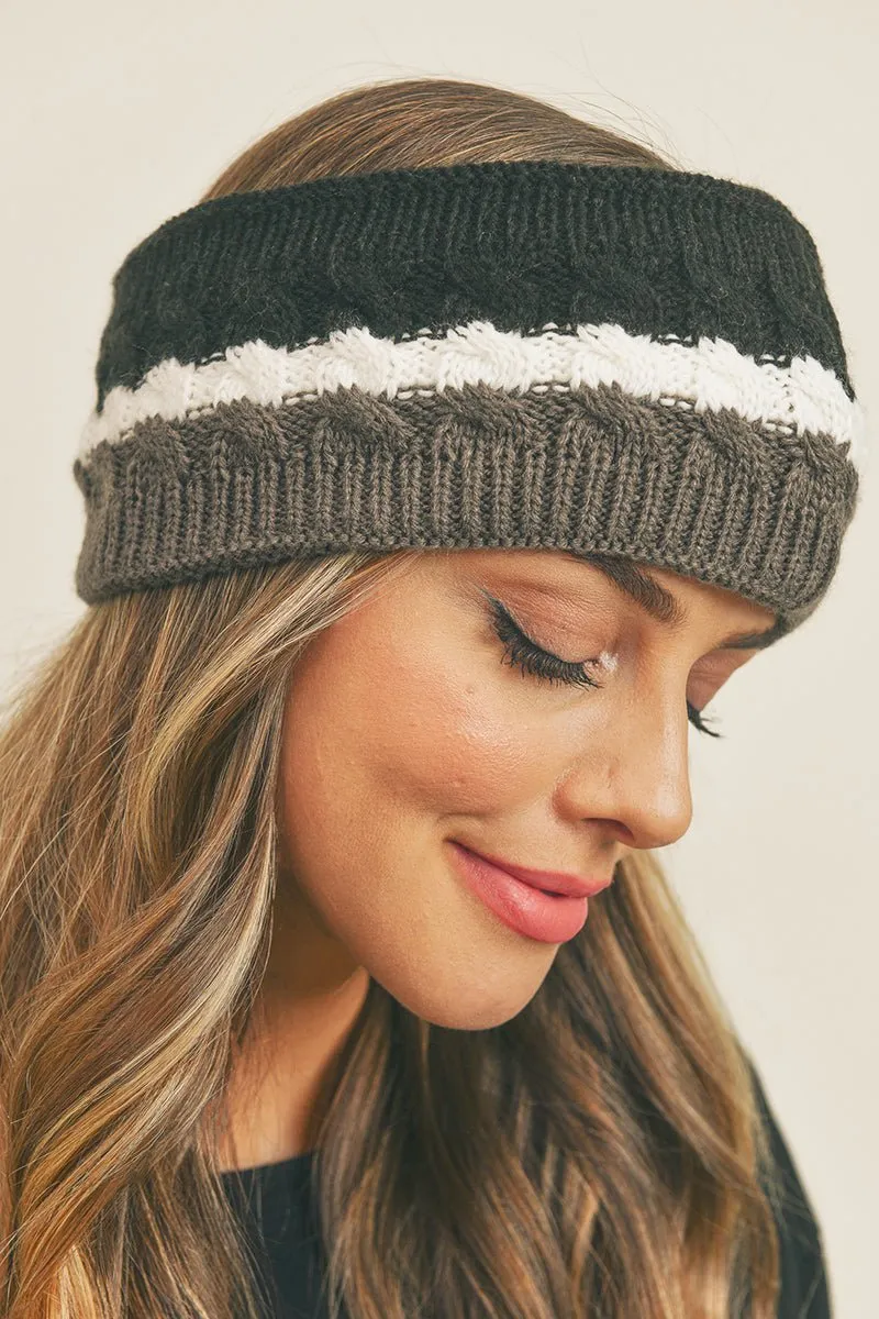 Winter Marches On Cable Fleece Headband, Black